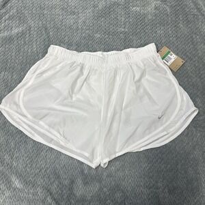 NIKE Dry Tempo Women Lined Running Shorts Sz XL White‎ 831558-100 Athleisure Gym